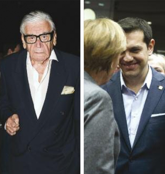 Η pochette από τον Ζάχο Χατζηφωτίου στον Αλέξη Τσίπρα. Ο πρώτος (αριστερά), είναι εμφανές ότι τη φορούσε με την πείρα ενός έμπειρου που γνωρίζει τους κανόνες της κομψής ατημέλειας. Ο έλληνας πρωθυπουργός τη φορά συνήθως στα επίσημα ταξίδια του στο εξωτερικό, αντί της γραβάτας που δεν ταιριάζει στην υποτιθέμενη επαναστατημένη φύση του – αν και η επιτηδευμένη τακτοποίησή της στο τσεπάκι του σακακιού του θυμίζει μάλλον μια ατσαλάκωτη μπρεζνιεφική αισθητική.