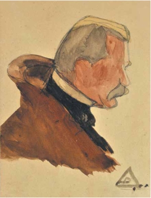 Μικρογραφικό πορτρέτο του γέροντος Ερνστ Τσίλλερ, φιλοτεχνημένο από τον γαμπρό του Δ. Δήμα. 