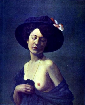 Félix Vallotton, Πορτραίτο γυναίκας με μαύρο καπέλο.