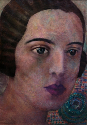 Πορτρέτο της Μαρίας Πολυδούρη (λάδι και παστέλ σε χαρτί, 87x61 εκ., 2005) από την Καλλιόπη Ασαργιωτάκη.