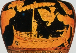 Ο Οδυσσέας και οι Σειρήνες. Λεπτομέρεια από αττικό ερυθρόμορφο αγγείο, περίπου 480-470 π.Χ.