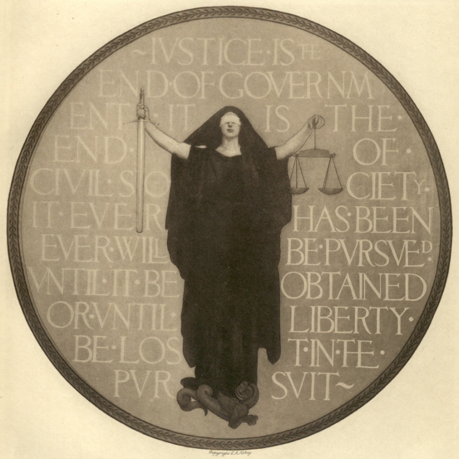 Edwin &Alpha;ustin &Alpha;bbey, &Delta;&iota;&kappa;&alpha;&iota;&omicron;&sigma;ύ&nu;&eta;. &epsilon;&iota;&kappa;ό&nu;&alpha; &alpha;&pi;ό &tau;&omicron; &beta;&iota;&beta;&lambda;ί&omicron; &tau;&omicron;&upsilon; E.V. Lucas, Edwin Austin Abbey, Royal Academician, The Record of His Life and Work, 1921.