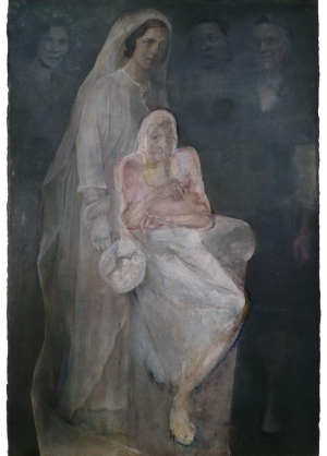 Χρόνης Μπότσογλου, Μια προσωπική νέκυια αρ. 15, 1993-2000, λαδοπαστέλ, σκόνες αγιογραφίας και ξηρό παστέλ σε χαρτί επικολλημένο σε καμβά, 152,5 x 105 εκ.  