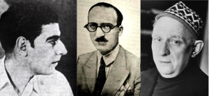 Οι τρεις ποιητές αλληλογράφοι. Από αριστερά, Καίσαρ Εμμανουήλ, Νίκος Χάγερ Μπουφίδης, Νίκος Καββαδίας.