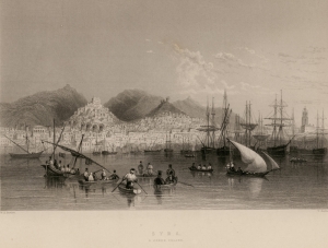 Η Σύρος, σχέδιο εκ του φυσικού από τον W.H. Bartlett, το 1836. Σε αυτό το περιβάλλον η Καμπουράκη εξέδωσε το ποιητικό βιβλίο της, ένα από τα πρώτα έντυπα πρωτότυπης ποίησης που τυπώθηκε στο νησί. Η εικόνα περιλαμβάνεται στην έκδοση: John Carne, Syria, The Holy Land, Asia Minor, &amp;c. Illustrated. In a series of views, drawn from nature by W.H. Bartlett, William Purser, &amp;c, London, Fisher, Son &amp; Co., 1836-1838. 