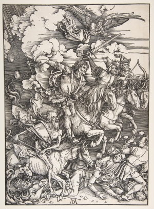 Albrecht Durer (1471 - 1528), Οι τέσσερις ιππότες από την Αποκάλυψη του Ιωάννη, 5ο φύλλο, 1498. Ξυλογραφία σε χαρτί, 39,8 x 28,4 εκ. 