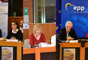 Melec Kirmaci, Eugenia Natsoulidou and Panayote Dimitras at European Parliament.
