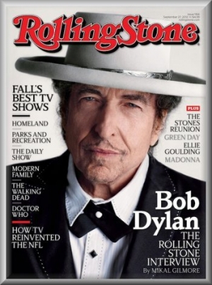 Ο Μπομπ Ντύλαν στο εξώφυλλο του περιοδικού Rolling Stone, τεύχος Σεπτεμβρίου 2012, όπου απαντά στις κατηγορίες που του απευθύνουν: «όλα αυτά είναι για κότες και χλεχλέδες».