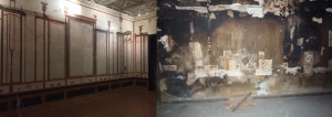 Το «Πομπηιανό Σαλόνι» πριν (δεξιά) και μετά την αποκατάσταση.