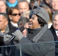 20 Ιανουαρίου 2009. Η Αρίθα Φράνκλιν τραγουδά στην ορκωμοσία του πρώτου μαύρου προέδρου της Αμερικής, Μπαράκ Ομπάμα.