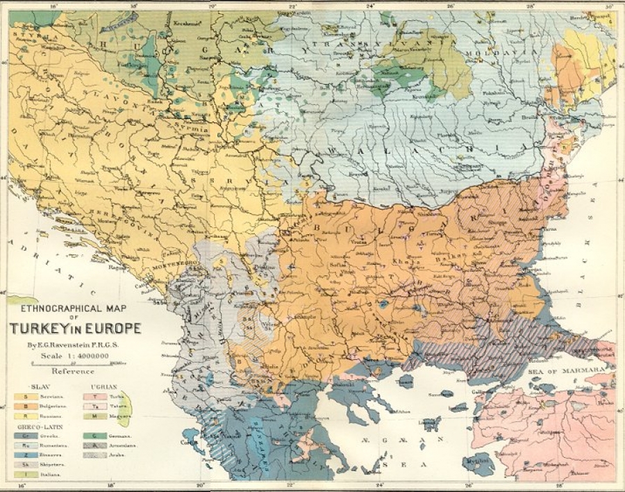 &Epsilon;&theta;&nu;&omicron;&gamma;&rho;&alpha;&phi;&iota;&kappa;ό&sigmaf; &chi;ά&rho;&tau;&eta;&sigmaf; &tau;&omicron;&upsilon; Ernst Ravenstein &alpha;&pi;ό &tau;&omicron; 1880, &pi;&omicron;&upsilon; έ&delta;&epsilon;&iota;&chi;&nu;&epsilon; &tau;&omicron;&upsilon;&sigmaf; &tau;&omicron;&upsilon;&rho;&kappa;&iota;&kappa;&omicron;ύ&sigmaf; &pi;&lambda;&eta;&theta;&upsilon;&sigma;&mu;&omicron;ύ&sigmaf; &epsilon;&kappa;&epsilon;ί&nu;&eta;&sigmaf; &tau;&eta;&sigmaf; &epsilon;&pi;&omicron;&chi;ή&sigmaf; &sigma;&tau;&eta;&nu; &Epsilon;&upsilon;&rho;ώ&pi;&eta;. 