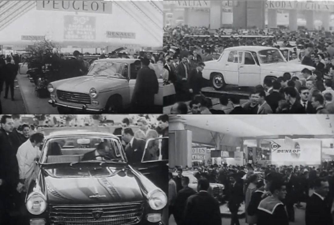 Στιγμιότυπα από το 100ό Σαλόνι Αυτοκινήτων στο Παρίσι, 1963.