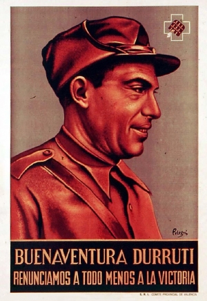 Ο Χοσέ Μπουεναβεντούρα Ντουρούτι (1896-20 Νοεμβρίου 1936), από καρτ ποστάλ του 1937, που φιλοτέχνησε ο Pelegrin και τυπώθηκε στη Βαλένθια. 