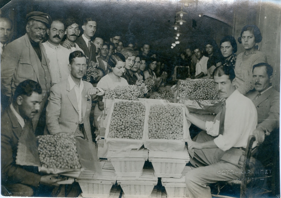  Αρχάνες Ηρακλείου Κρήτης, 1938. Καλλιεργητές φωτογραφίζονται την εποχή της συγκομιδής και της επεξεργασίας του ραζακί σταφυλιού. 