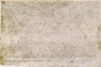 &Eta; Magna Carta &tau;&omicron;&upsilon; 1215 &epsilon;ί&nu;&alpha;&iota; &gamma;&rho;&alpha;&mu;&mu;έ&nu;&eta; &sigma;&epsilon; &pi;&epsilon;&rho;&gamma;&alpha;&mu;&eta;&nu;ή, &sigma;&tau;&alpha; &mu;&epsilon;&sigma;&alpha;&iota;&omega;&nu;&iota;&kappa;ά &lambda;&alpha;&tau;&iota;&nu;&iota;&kappa;ά, &kappa;&alpha;&iota; &epsilon;&pi;&iota;&kappa;&upsilon;&rho;&omega;&mu;έ&nu;&eta; &mu;&epsilon; &tau;&eta; &mu;&epsilon;&gamma;ά&lambda;&eta; &sigma;&phi;&rho;&alpha;&gamma;ί&delta;&alpha; &tau;&omicron;&upsilon; &beta;&alpha;&sigma;&iota;&lambda;&iota;ά I&omega;ά&nu;&nu;&eta;.