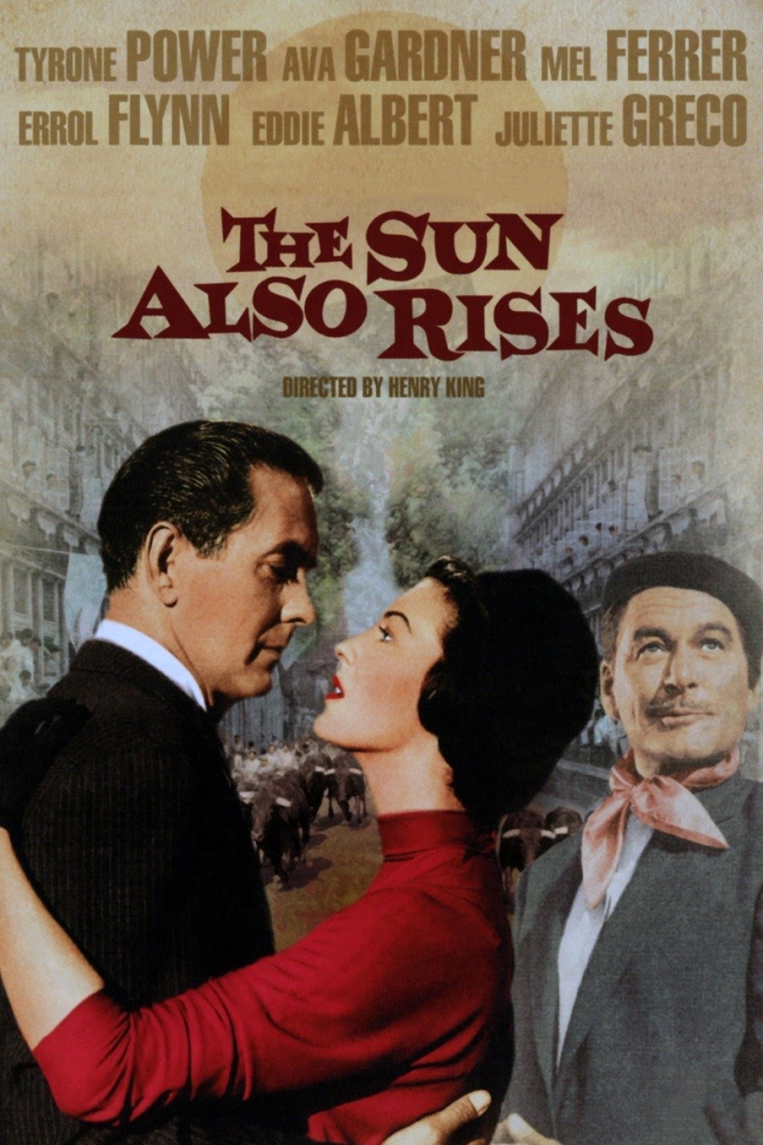 Αγγλική αφίσα της ταινίας, «Ο ήλιος ανατέλλει ξανά», σε σενάριο βασισμένο στην ομώνυμη νουβέλα του Έρνεστ Χέμινγουεϊ. Η διανομή της στην Αμερική έγινε τον Αύγουστο του 1957.