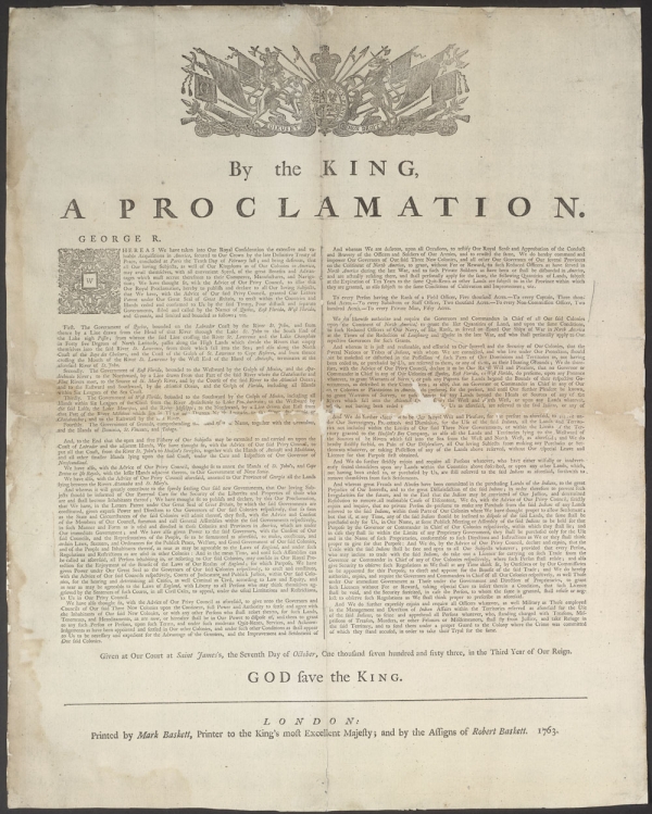 7 Οκτωβρίου 1763:  Η βασιλική διακήρυξη που οδήγησε στον πόλεμο της αμερικανικής ανεξαρτησίας