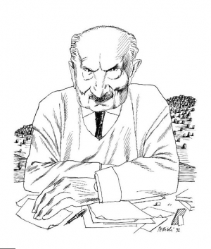 O Μάρτιν Χάιντεγκερ, όπως τον σχεδίασε ο περίφημος ιταλός εικονογράφος Τούλλιο Περικόλι. 