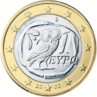 Το ελληνικό νόμισμα του ενός ευρώ. 