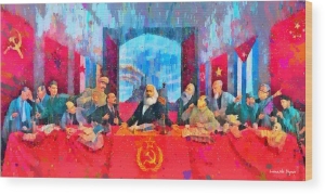 Leonardo Digenio, Ο τελευταίος κομμουνιστικός δείπνος, έγχρωμη ξυλογραφία.