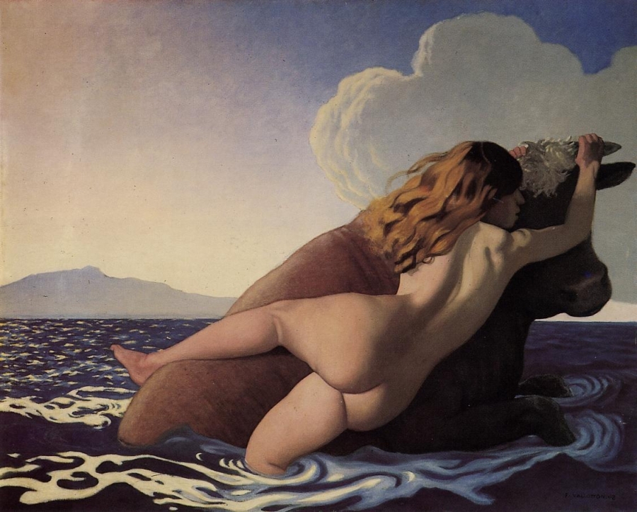 F&eacute;lix Vallotton, &Eta; &alpha;&rho;&pi;&alpha;&gamma;ή &tau;&eta;&sigmaf; &Epsilon;&upsilon;&rho;ώ&pi;&eta;&sigmaf;, 1908, &lambda;ά&delta;&iota; &sigma;&epsilon; &kappa;&alpha;&mu;&beta;ά, 130 x 162 &epsilon;&kappa;. 