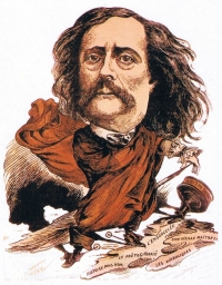 Γελοιογραφικό πορτρέτο του Ζυλ Μπαρμπέ ντ’ Ωρεβιγύ (1808-1889), που φιλοτεχνήθηκε περί το 1880 από τον André Gill (1840-1885).