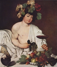 Caravaggio, &Beta;ά&kappa;&chi;&omicron;&sigmaf;, &lambda;ά&delta;&iota; &sigma;&epsilon; &kappa;&alpha;&mu;&beta;ά, 95 &epsilon;&kappa;. &times; 85 &epsilon;&kappa;. (1595). 